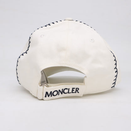 MONCLER Logo Gabardine Baseball Cap White/Navy Size UNI