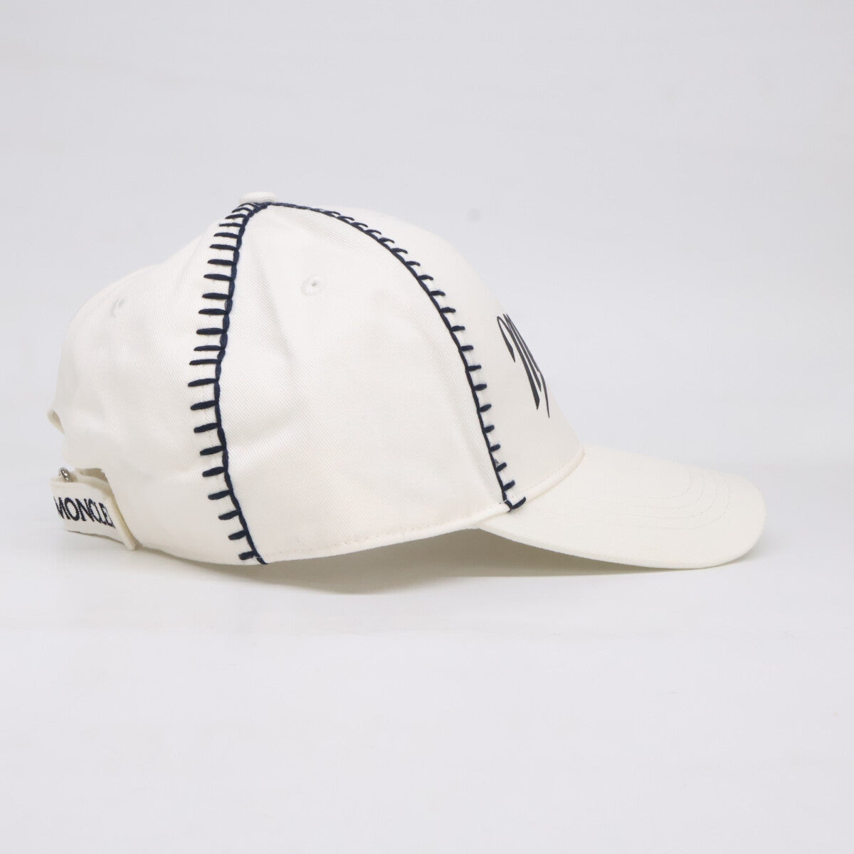 MONCLER Logo Gabardine Baseball Cap White/Navy Size UNI