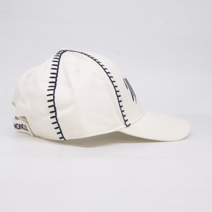 MONCLER Logo Gabardine Baseball Cap White/Navy Size UNI