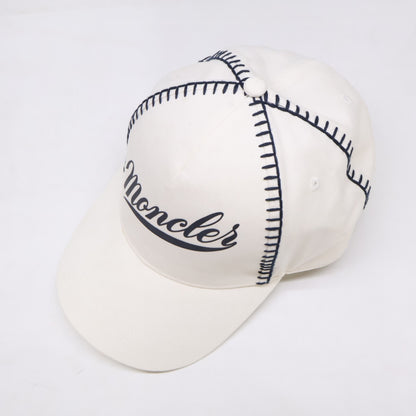 MONCLER Logo Gabardine Baseball Cap White/Navy Size UNI