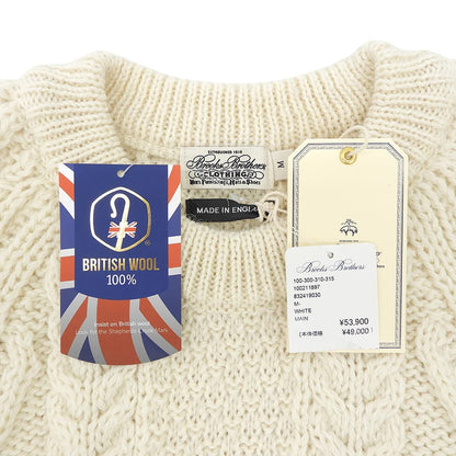 BrooksBrothers Fisherman Wool Sweater Ivory Size M