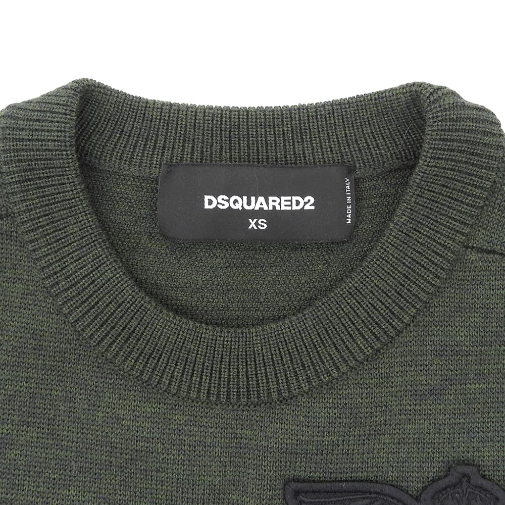 Dsquared2 DSQUARED Patch Wool Knit Sweater Green Size XS
