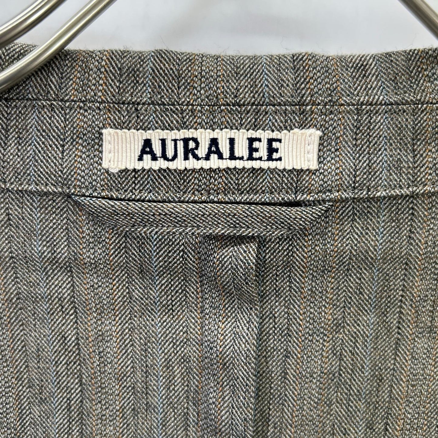 AURALEE Wool Silk Herringbone DB Jacket Gray Size 3