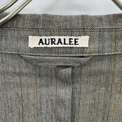 AURALEE Wool Silk Herringbone DB Jacket Gray Size 3