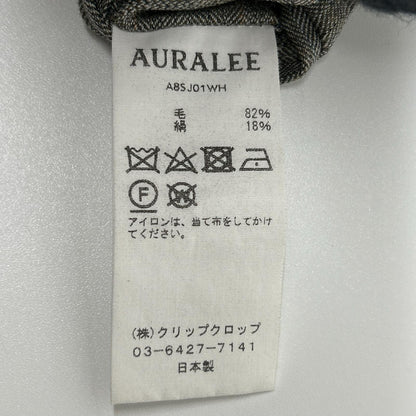 AURALEE Wool Silk Herringbone DB Jacket Gray Size 3