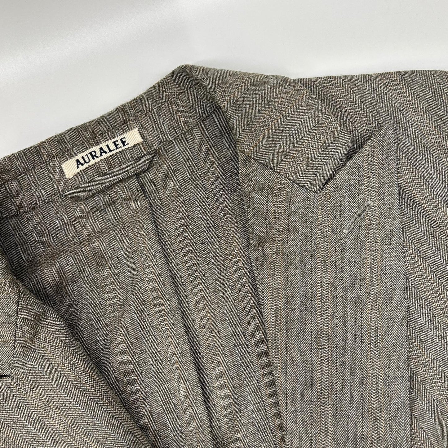 AURALEE Wool Silk Herringbone DB Jacket Gray Size 3