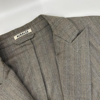 AURALEE Wool Silk Herringbone DB Jacket Gray Size 3