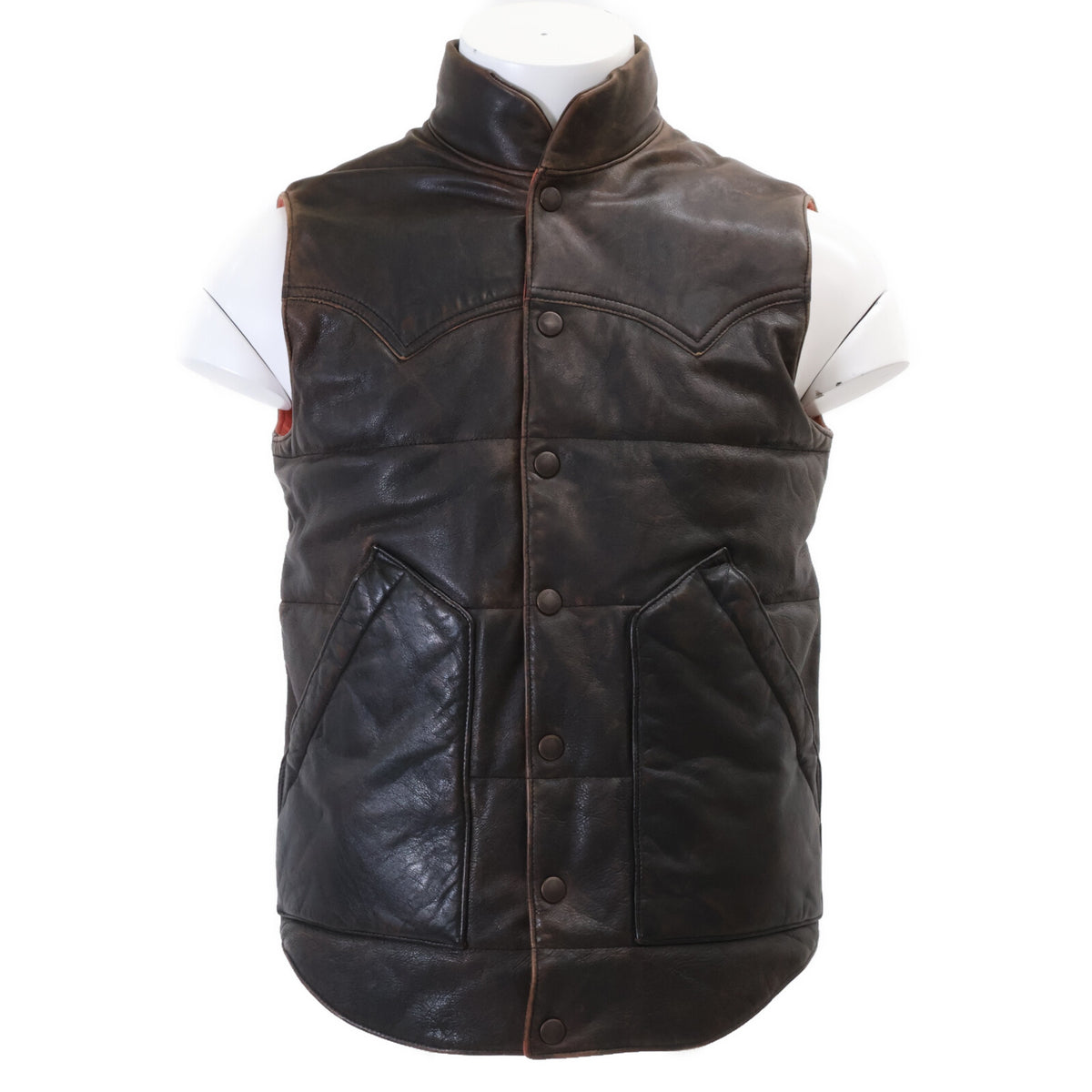 RRL Vintage Full Grain Cowhide Leather Vest Brown Size XS/TP
