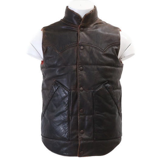 RRL Vintage Full Grain Cowhide Leather Vest Brown Size XS/TP