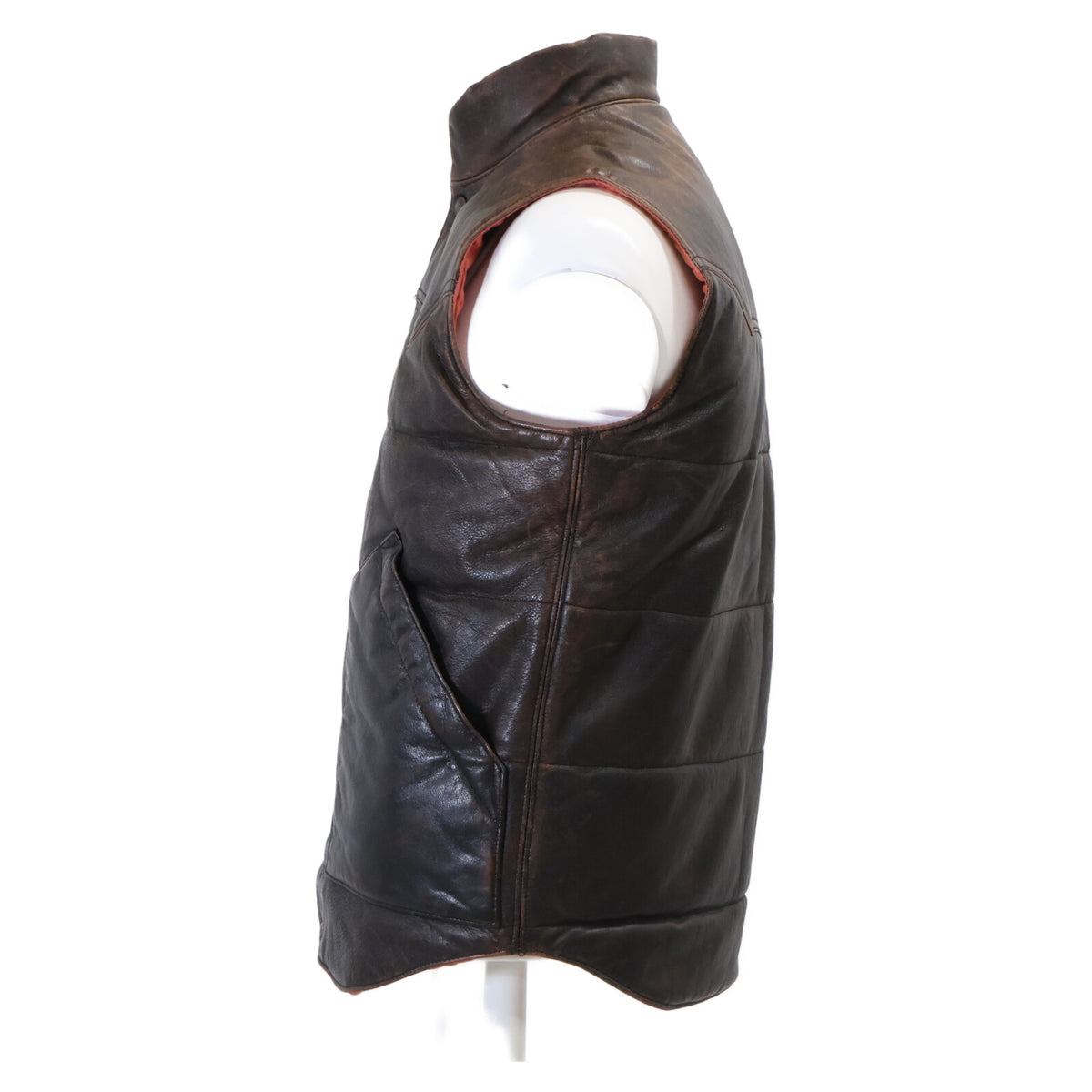 RRL Vintage Full Grain Cowhide Leather Vest Brown Size XS/TP