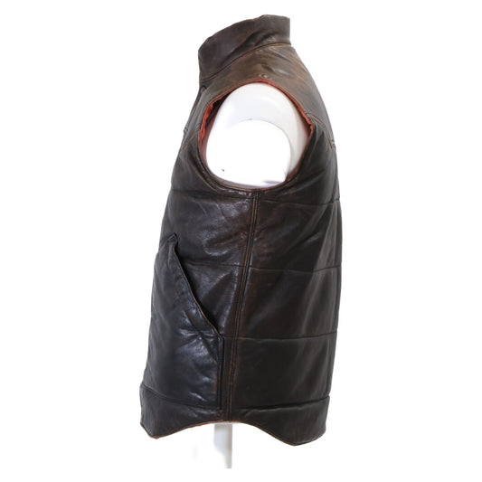 RRL Vintage Full Grain Cowhide Leather Vest Brown Size XS/TP