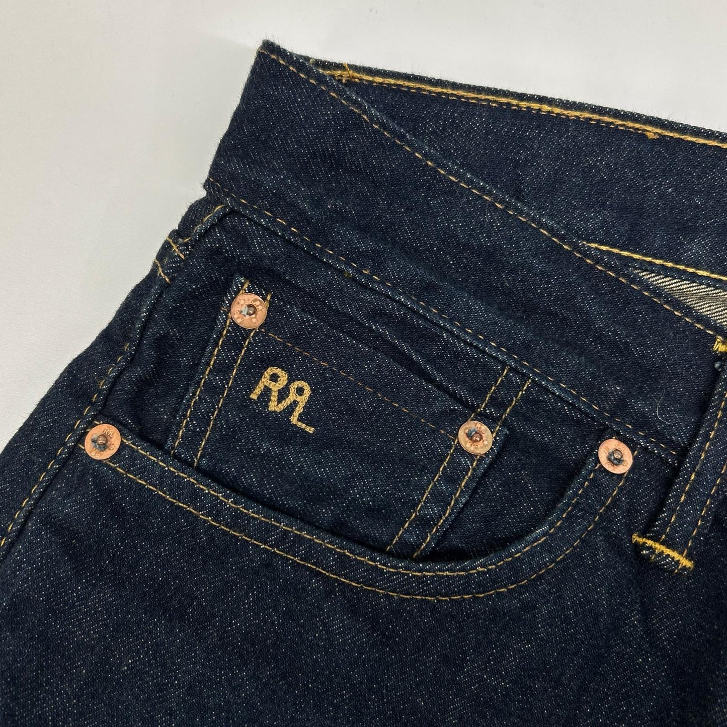 RRL LOW STRAIGHT Button Fly Denim Jeans Indigo Size 28×30