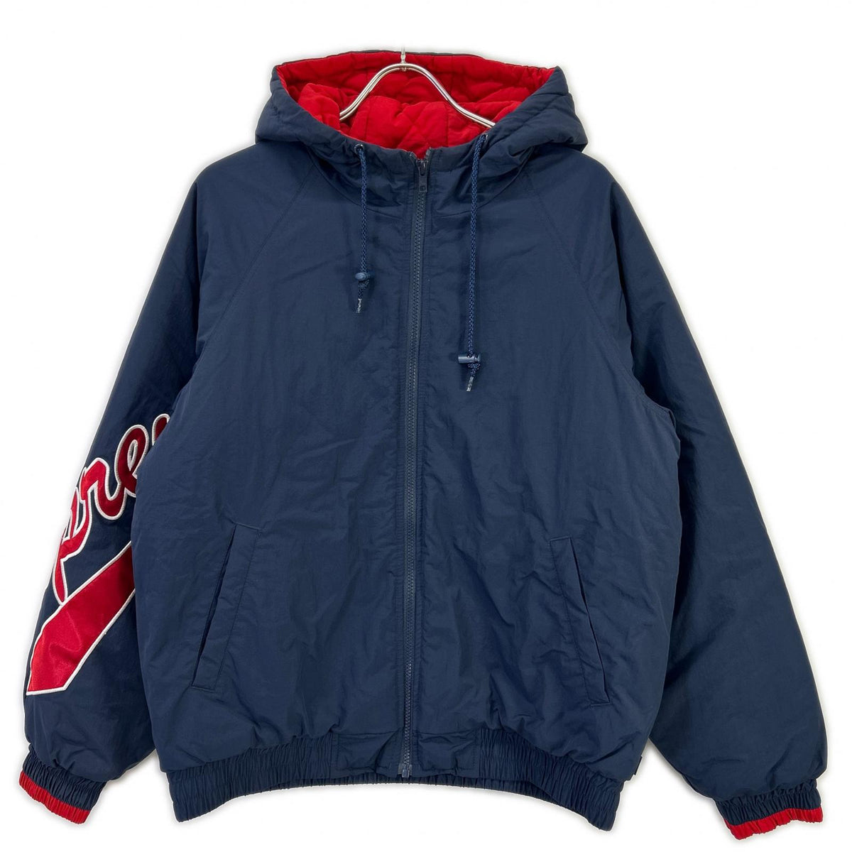 Supreme 18SS Script Logo Hooded Nylon Jacket Navy×Red Size M