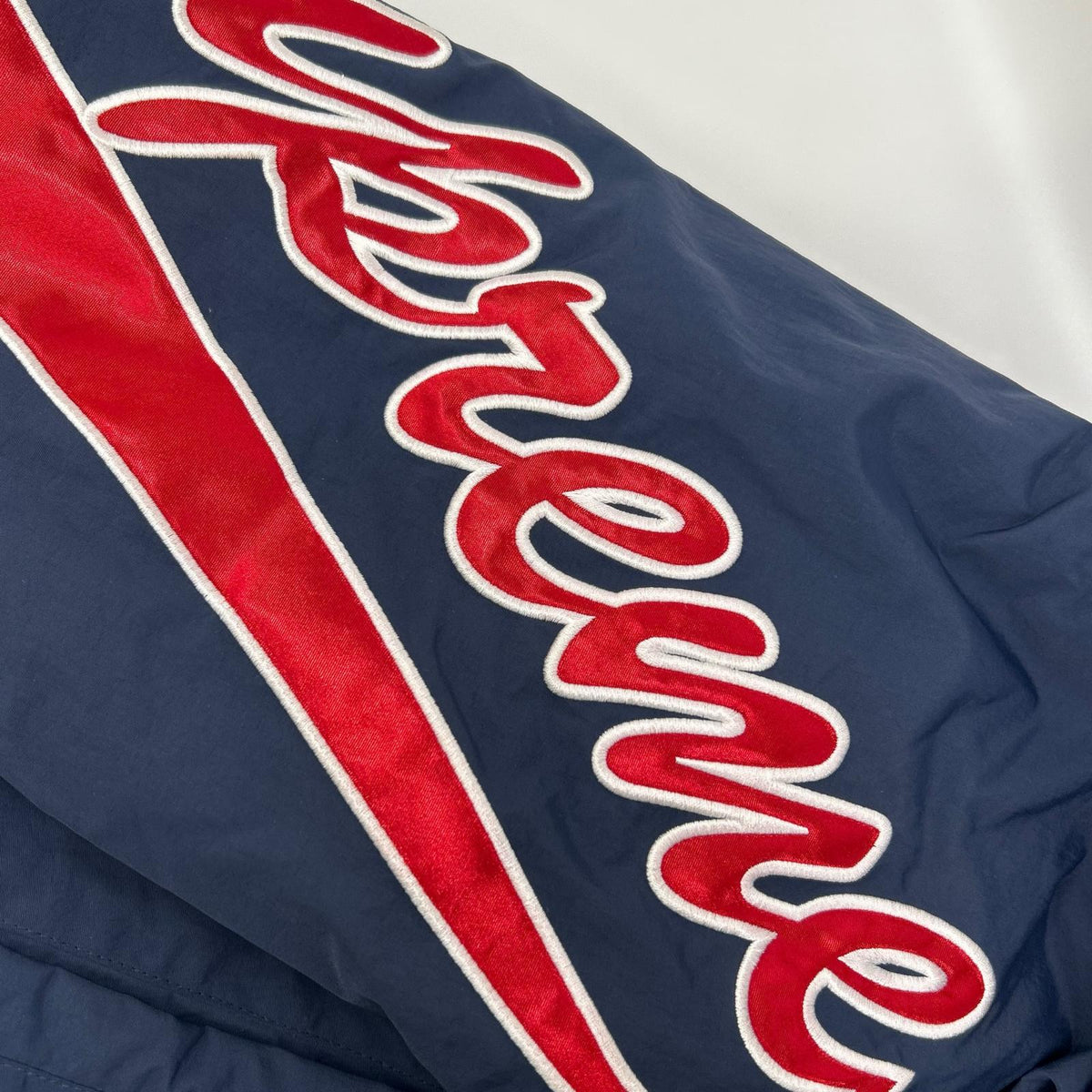 Supreme 18SS Script Logo Hooded Nylon Jacket Navy×Red Size M