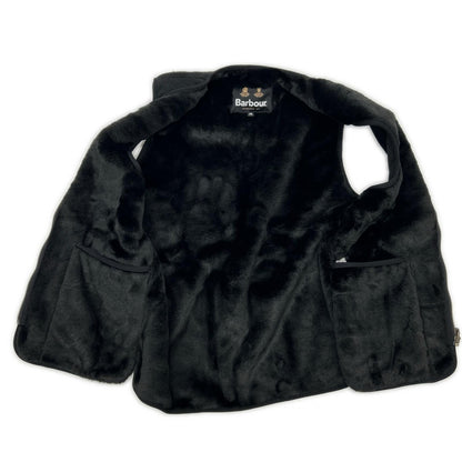 Barbour Black Acrylic Front Zip Fur Liner Vest Size 36