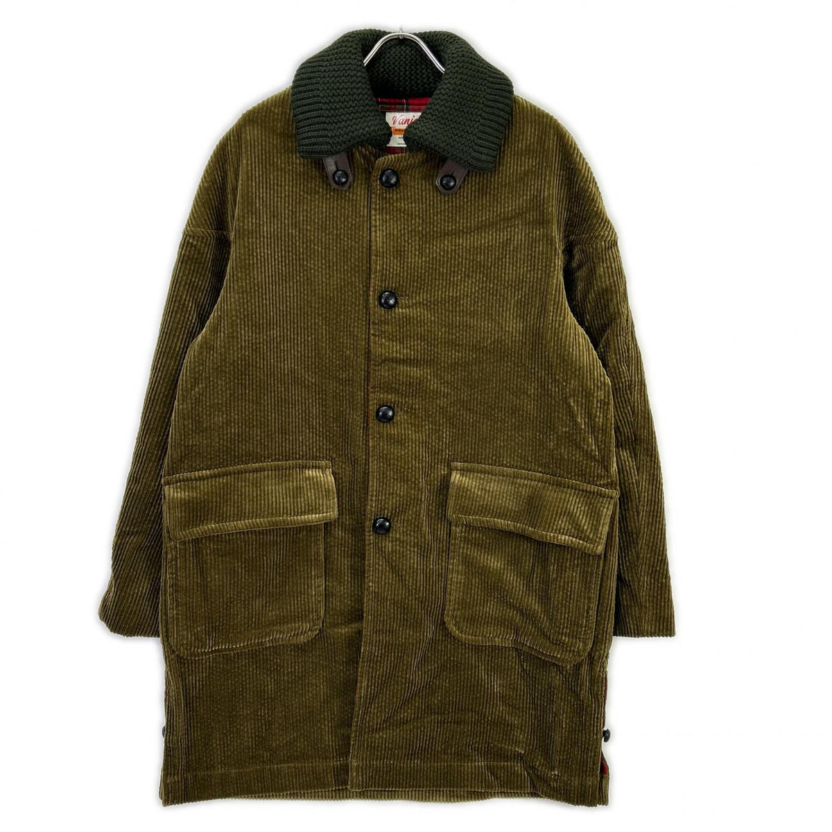 VAN JACKET Khaki Corduroy Spanish Collar Coat Size L