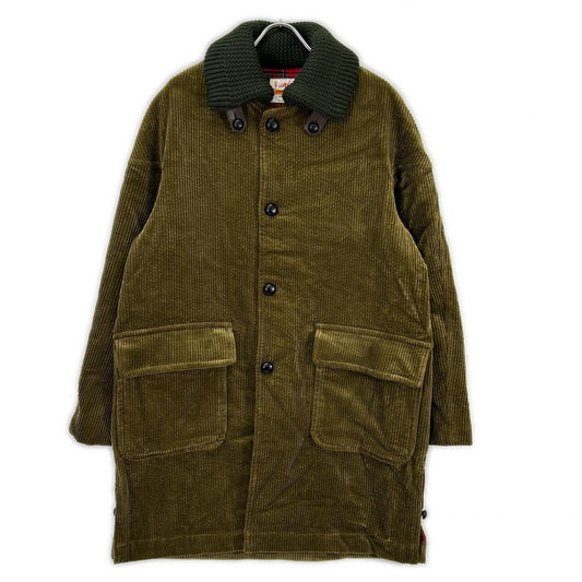 VAN JACKET Khaki Corduroy Spanish Collar Coat Size L