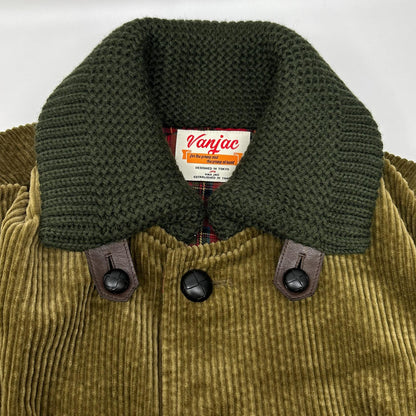 VAN JACKET Khaki Corduroy Spanish Collar Coat Size L