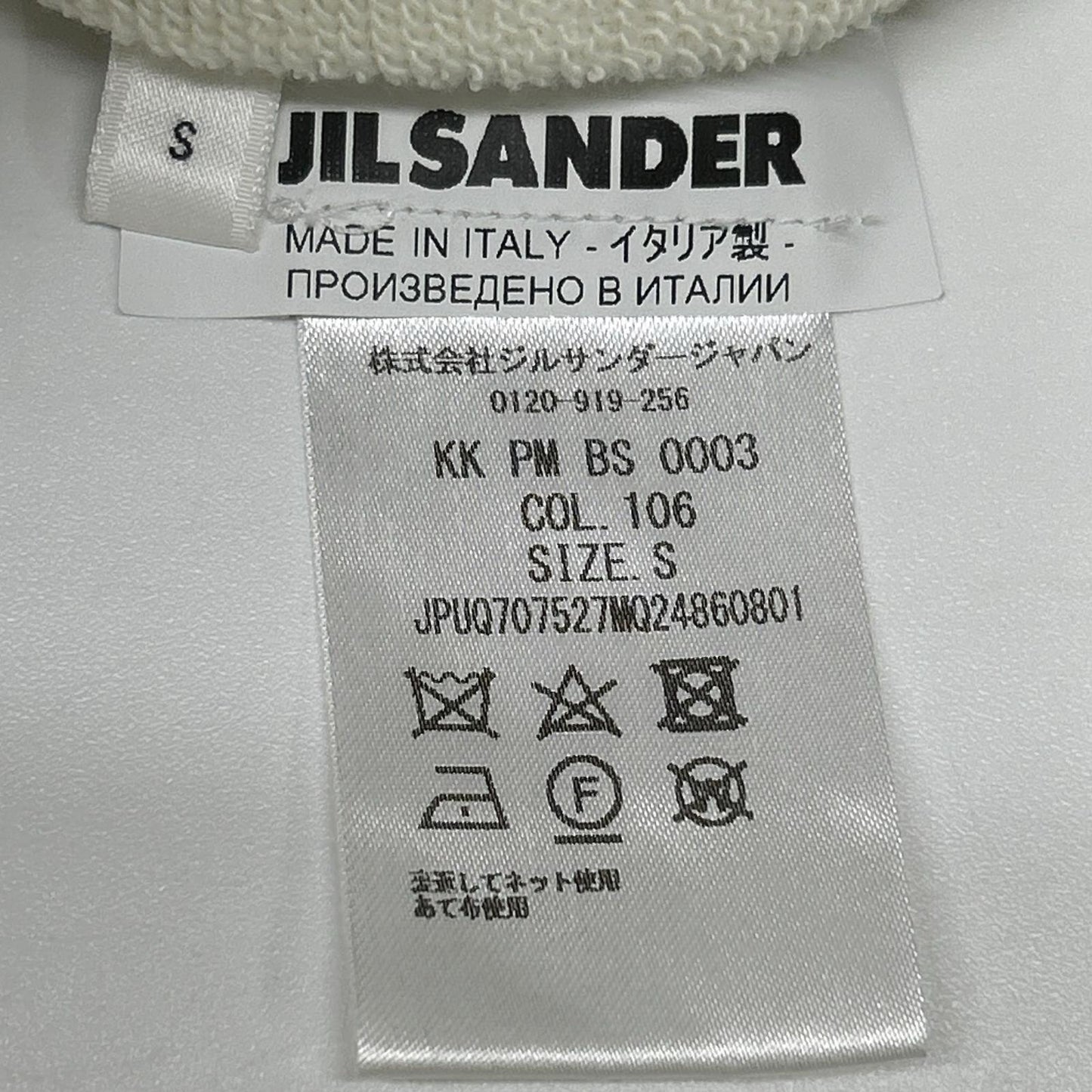 JIL SANDER+ White Cotton Cut-Off S/S Sweatshirt Size S