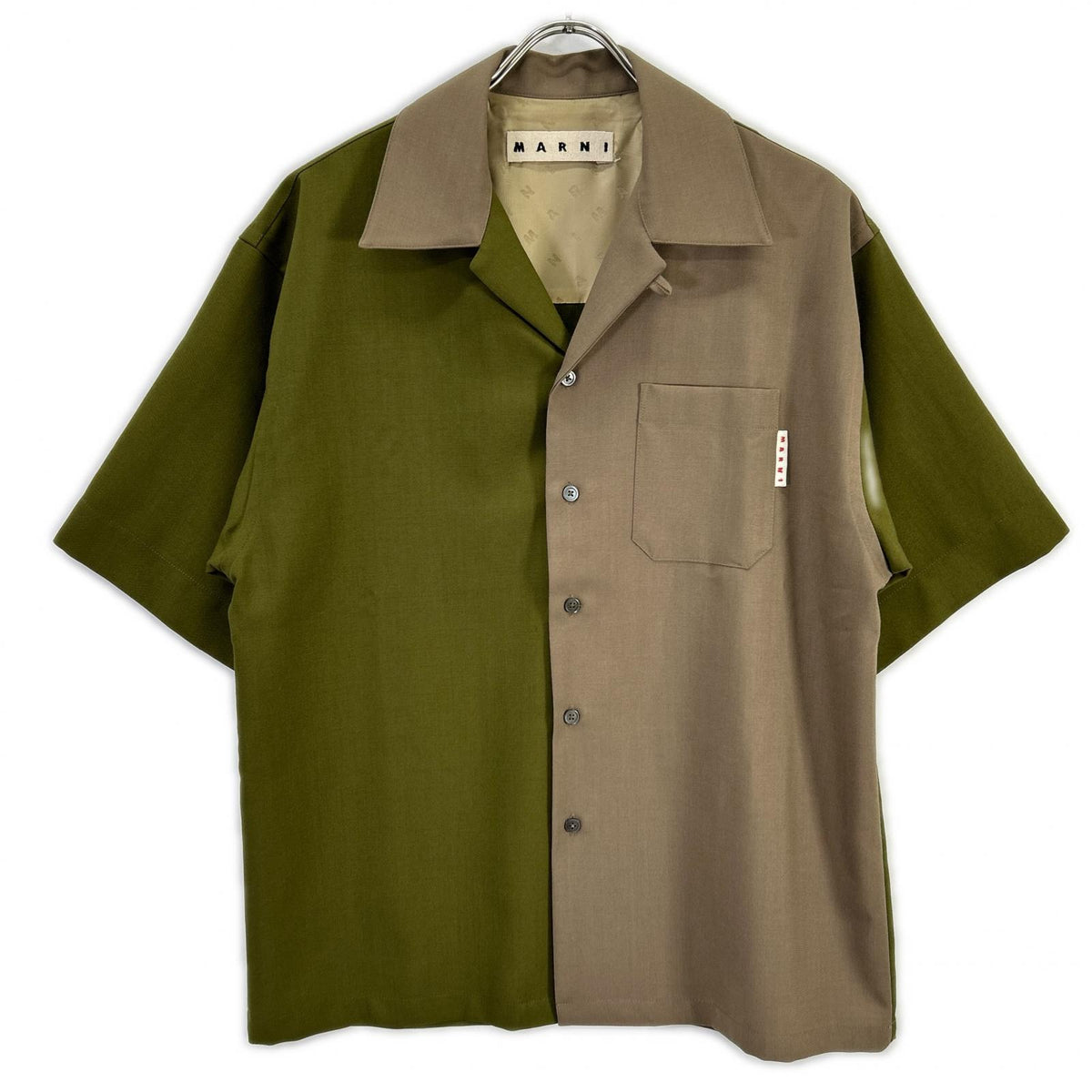 MARNI CUMU0213QU Bicolor Wool Bowling Shirt Size 44