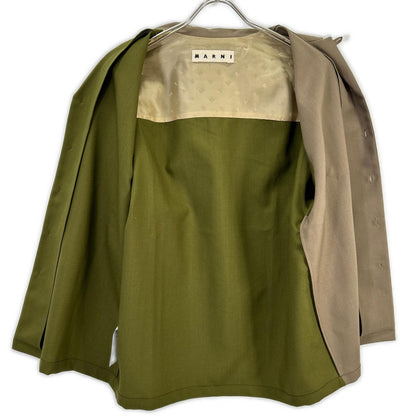 MARNI CUMU0213QU Bicolor Wool Bowling Shirt Size 44