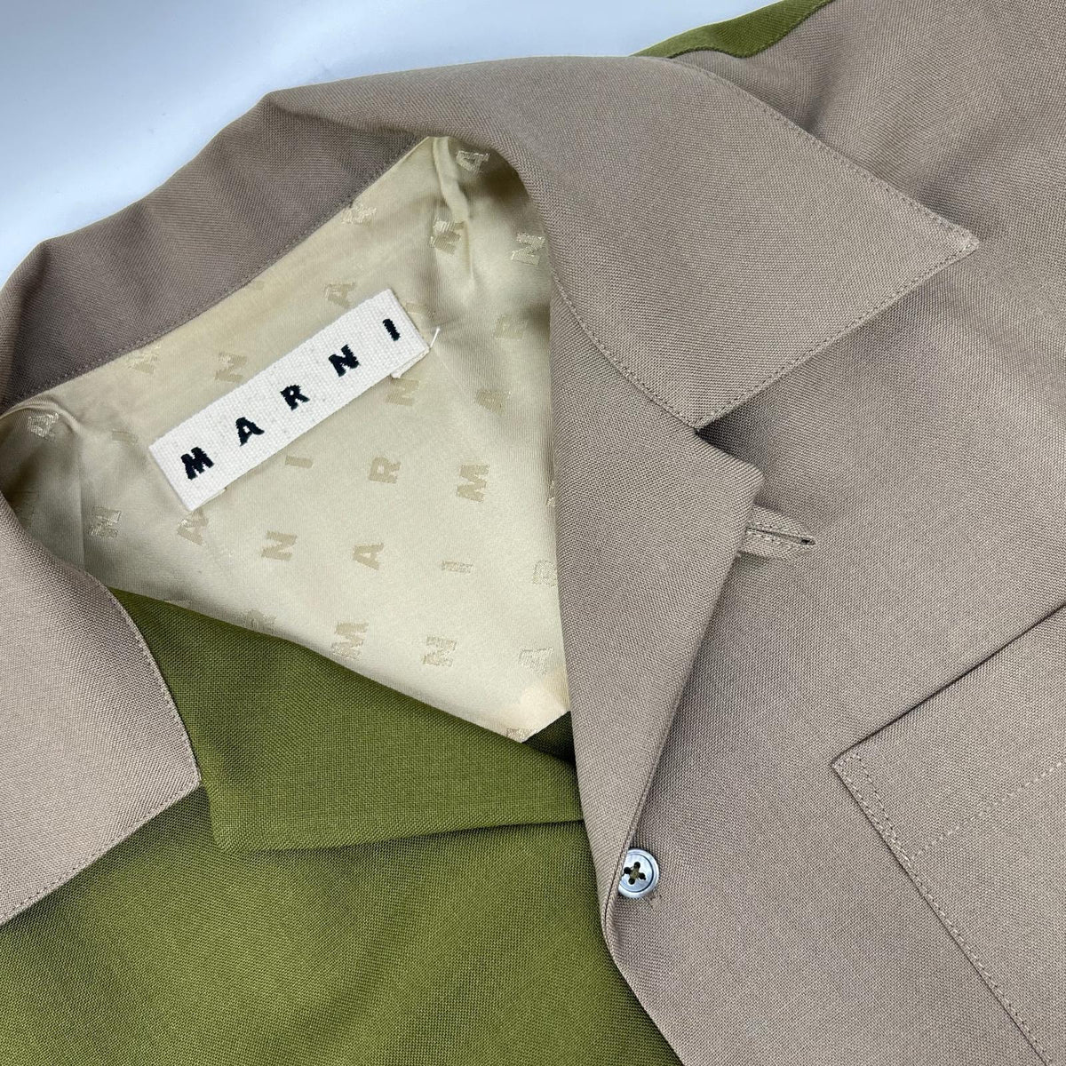 MARNI CUMU0213QU Bicolor Wool Bowling Shirt Size 44