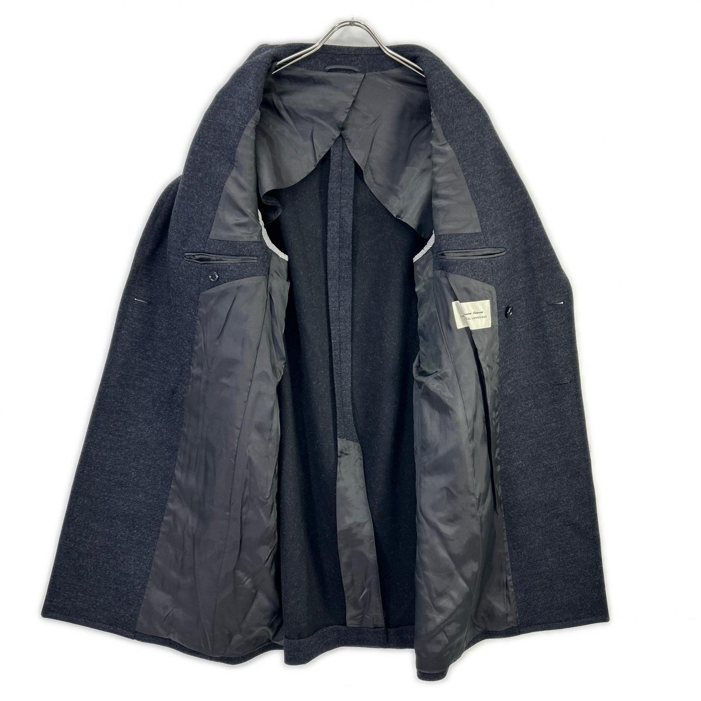 UNIVERSAL LANGUAGE Wool Double Breasted Coat Gray Size LL