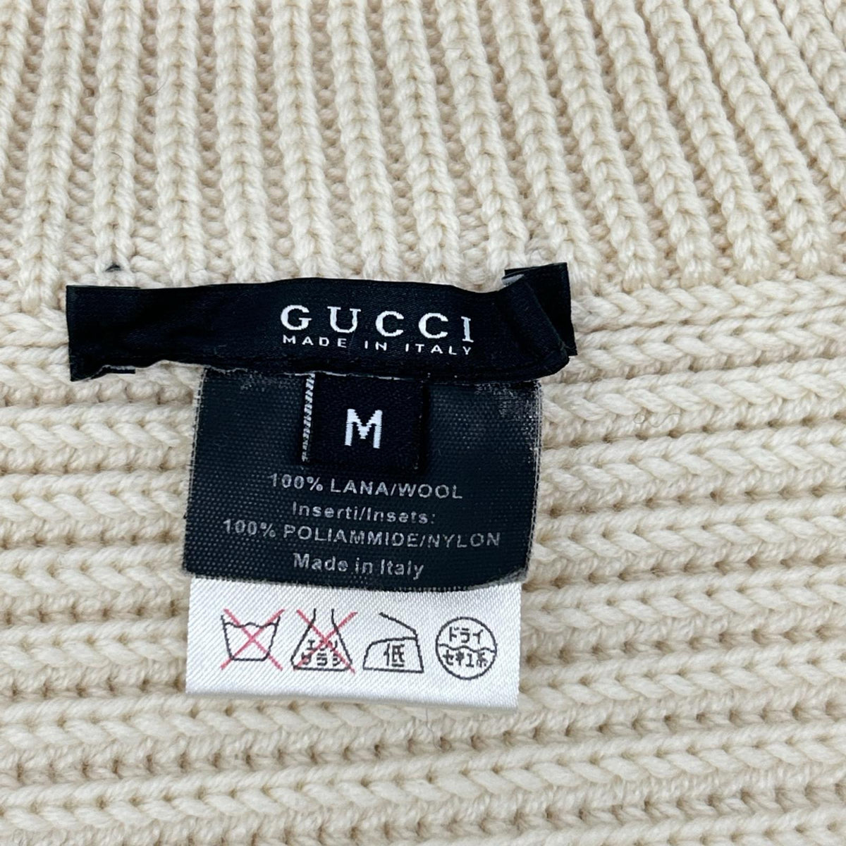 GUCCI Half-Zip Wool Pullover Knit White Size M