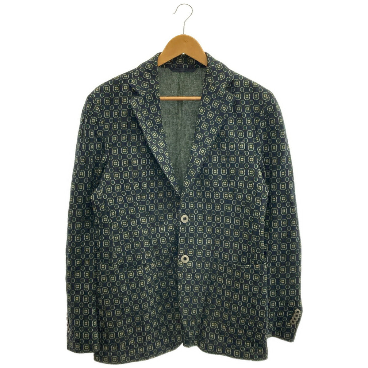 L.B.M. 1911 L.B.M. Black Green Geometric 2B Blazer