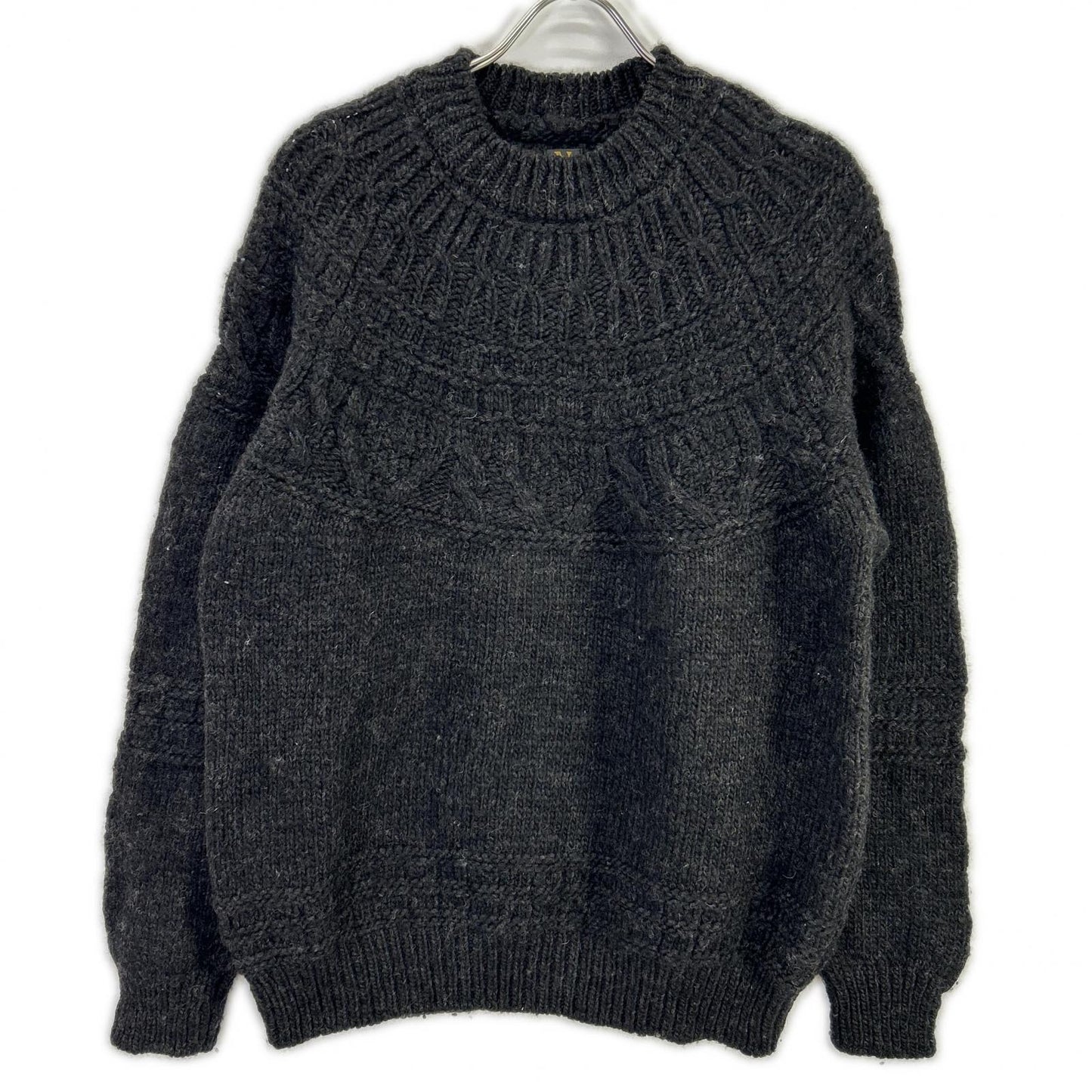 BATONER 21FM-054 SPREAD Aran Crew Neck Sweater Black Size 3