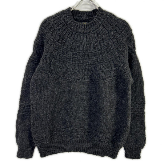 BATONER 21FM-054 SPREAD Aran Crew Neck Sweater Black Size 3