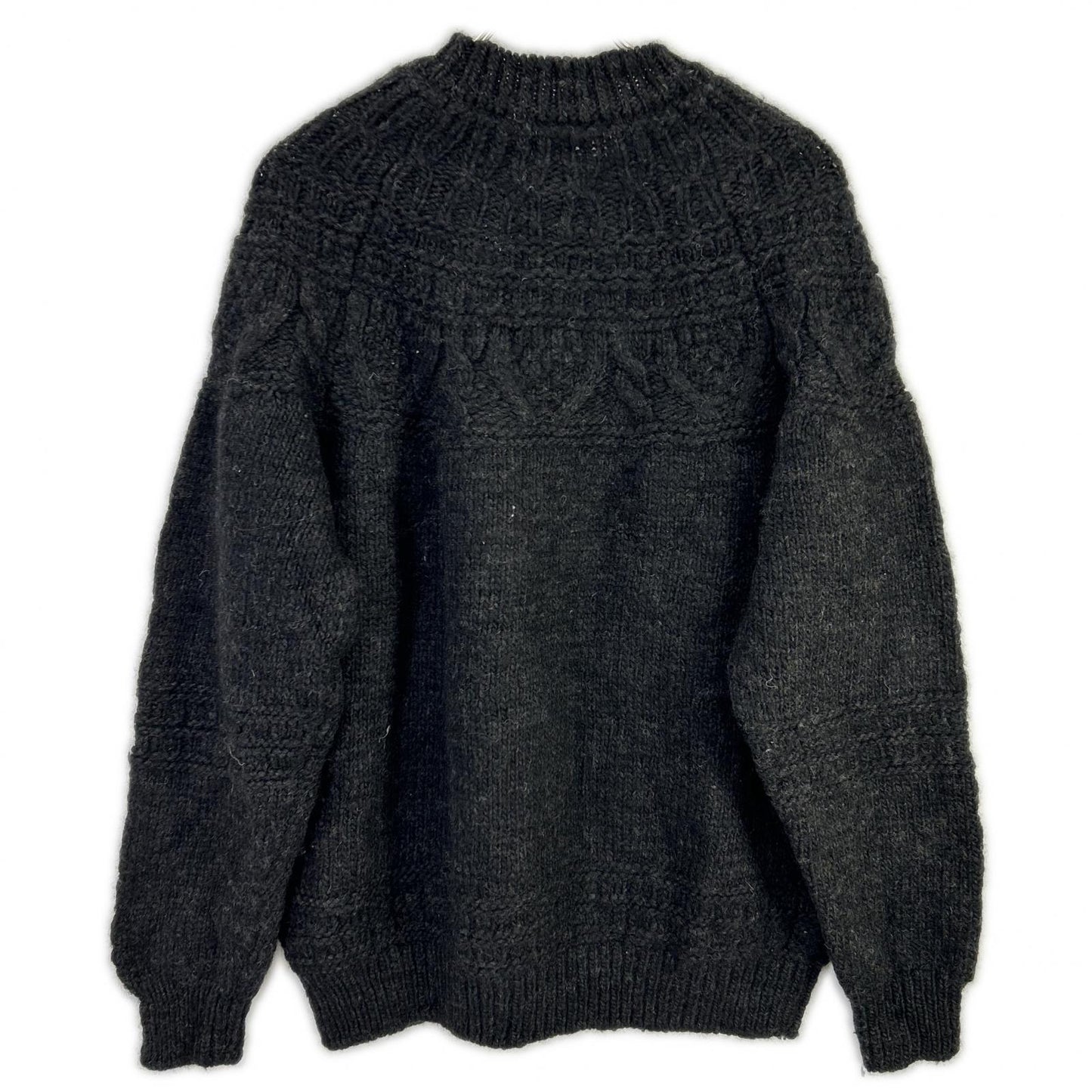 BATONER 21FM-054 SPREAD Aran Crew Neck Sweater Black Size 3