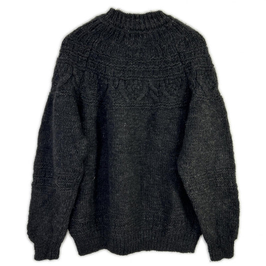 BATONER 21FM-054 SPREAD Aran Crew Neck Sweater Black Size 3