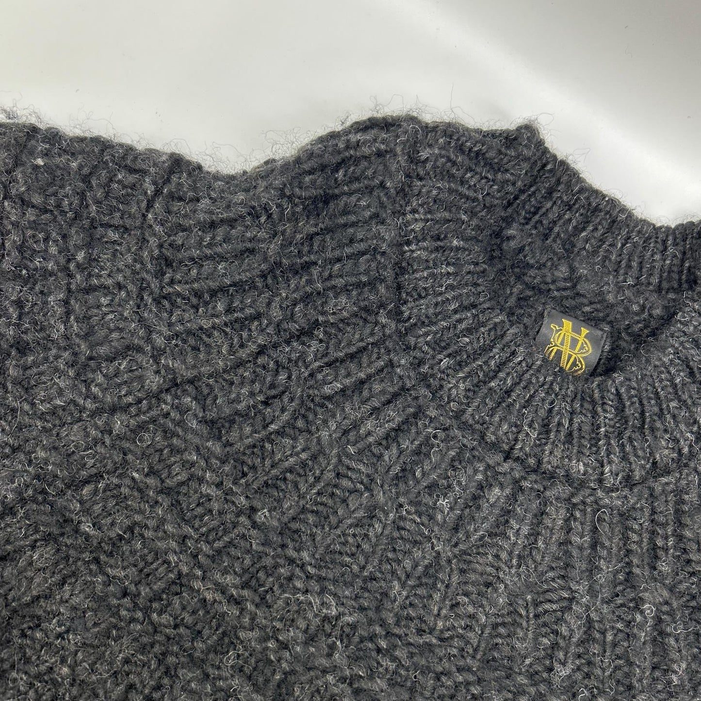 BATONER 21FM-054 SPREAD Aran Crew Neck Sweater Black Size 3