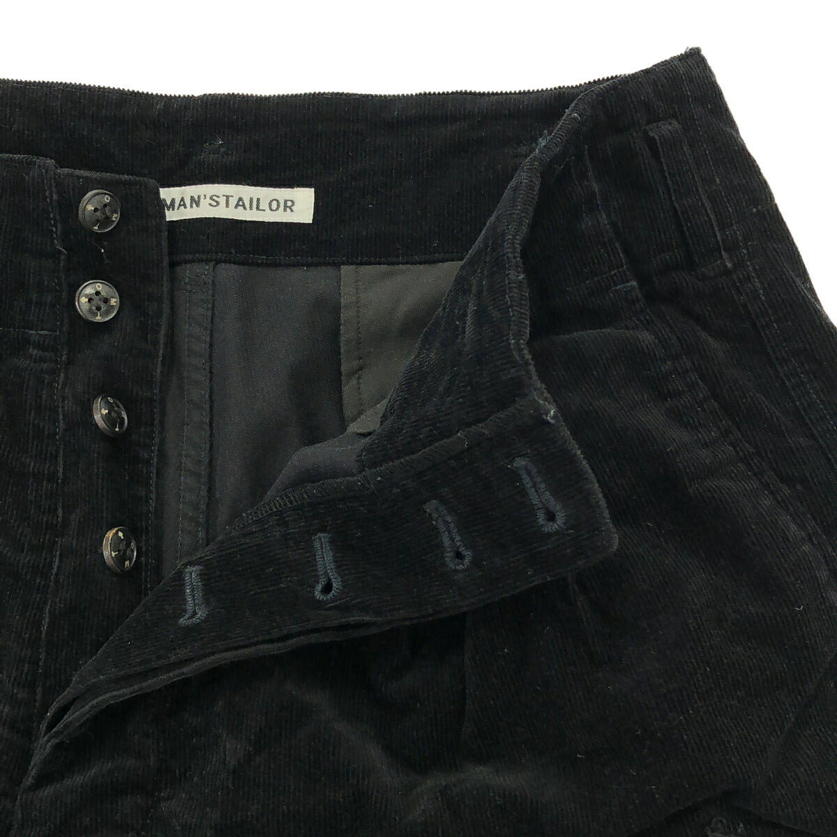 OLDMAN'S TAILOR Corduroy Button Fly Pants Black Size 38