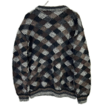 NONSAPIENS Brown Grey Wool Check Knit