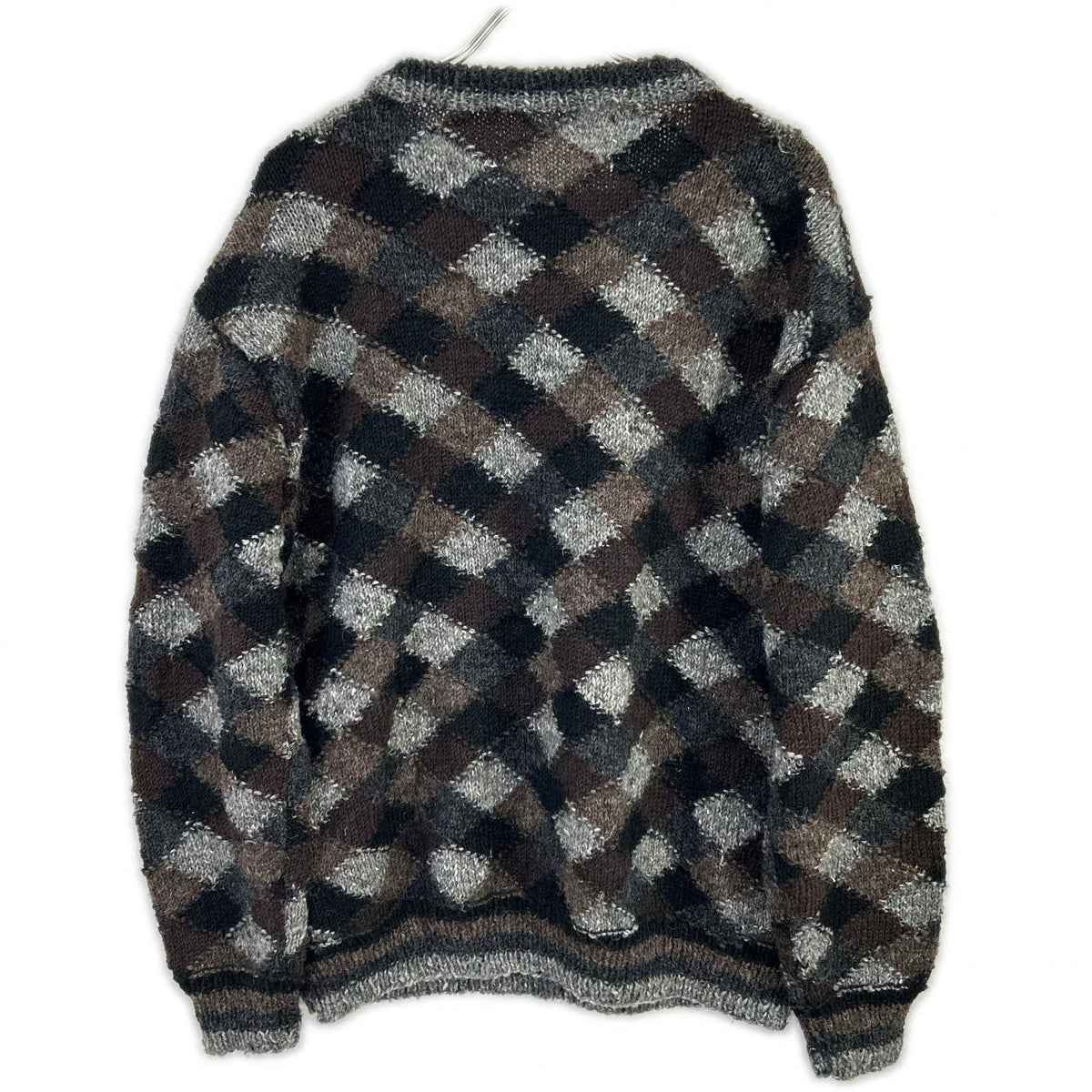 NONSAPIENS Brown Grey Wool Check Knit