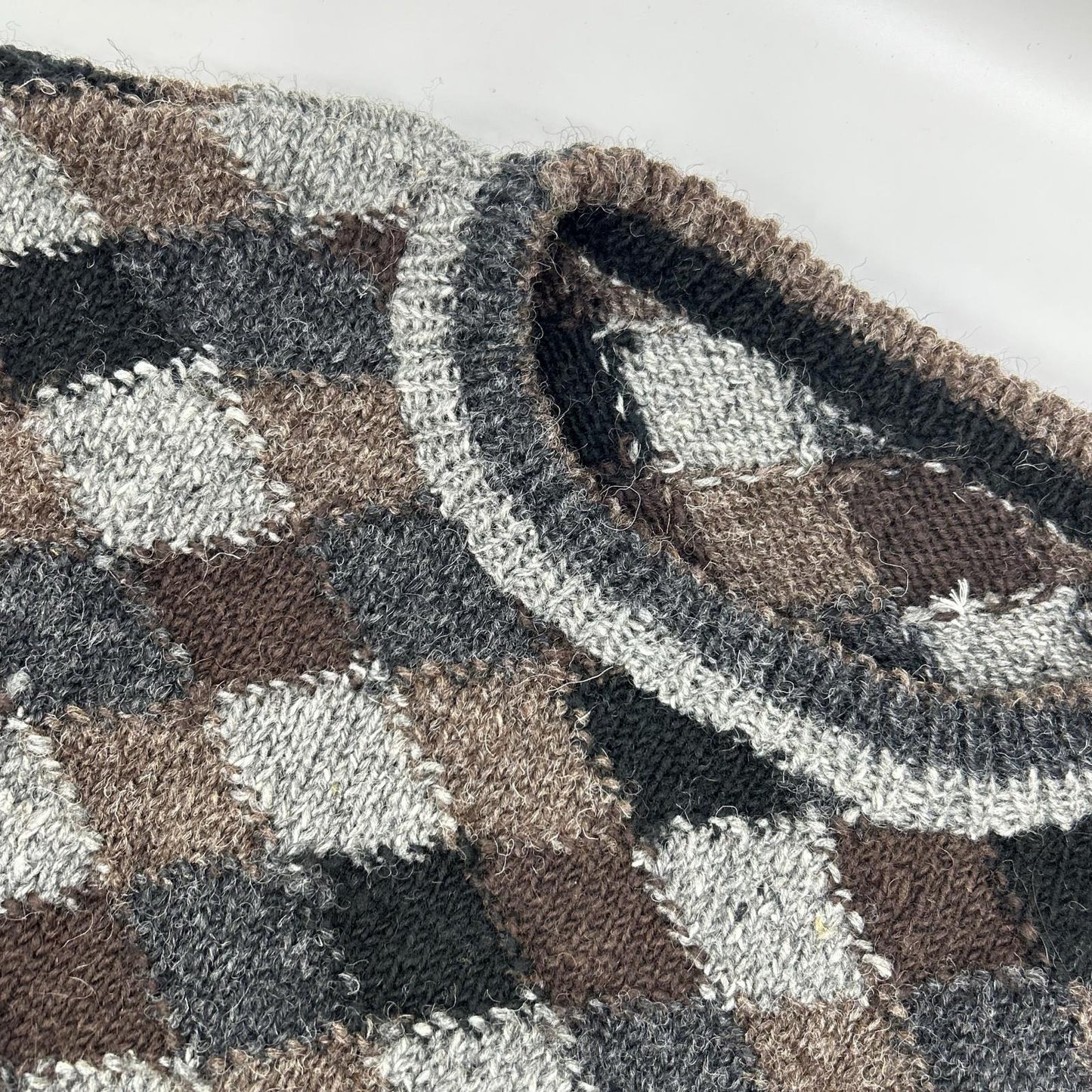 NONSAPIENS Brown Grey Wool Check Knit