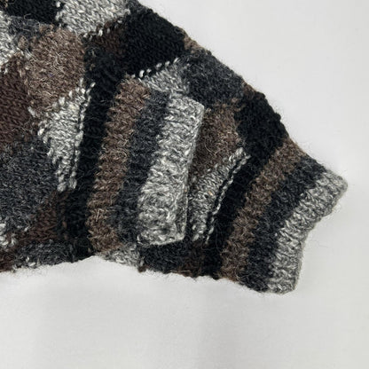 NONSAPIENS Brown Grey Wool Check Knit