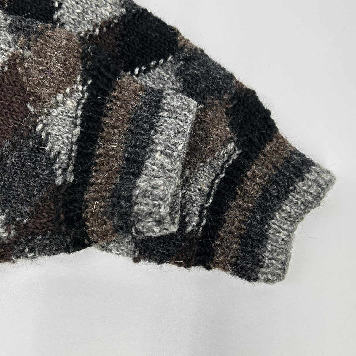 NONSAPIENS Brown Grey Wool Check Knit
