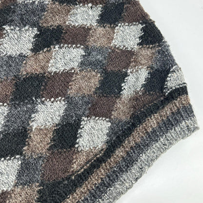 NONSAPIENS Brown Grey Wool Check Knit