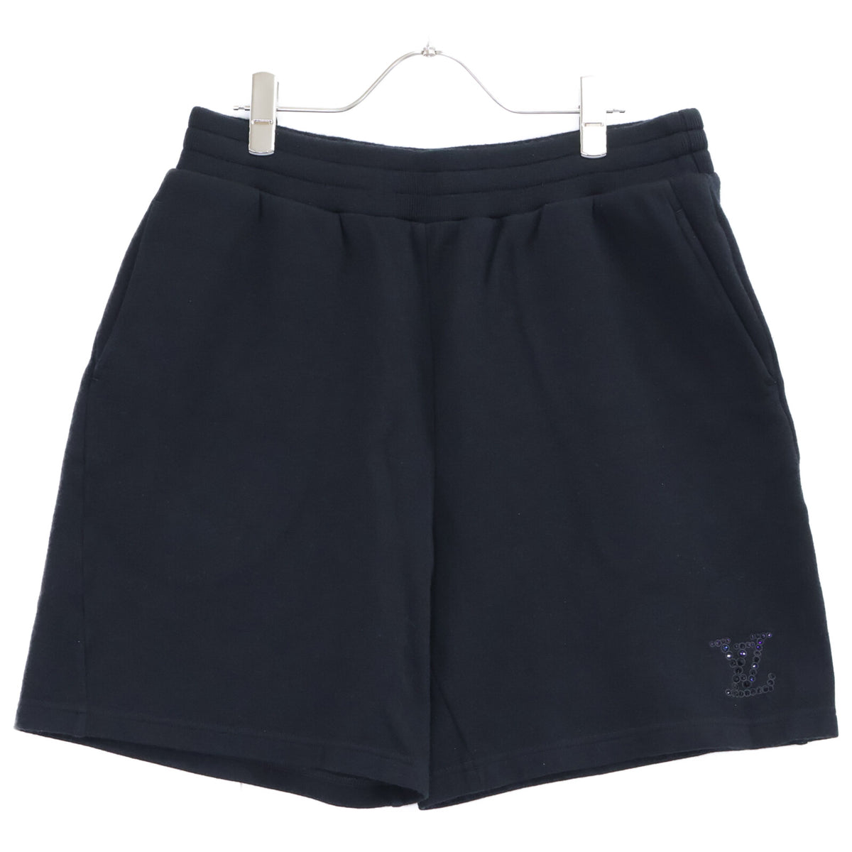 LOUIS VUITTON 2025 LV Rhinestone Logo Shorts Black Sweatshirt Size XL