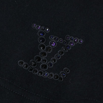 LOUIS VUITTON 2025 LV Rhinestone Logo Shorts Black Sweatshirt Size XL