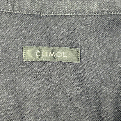 COMOLI 23SS Navy Linen Twill Skipper Shirt Size 2