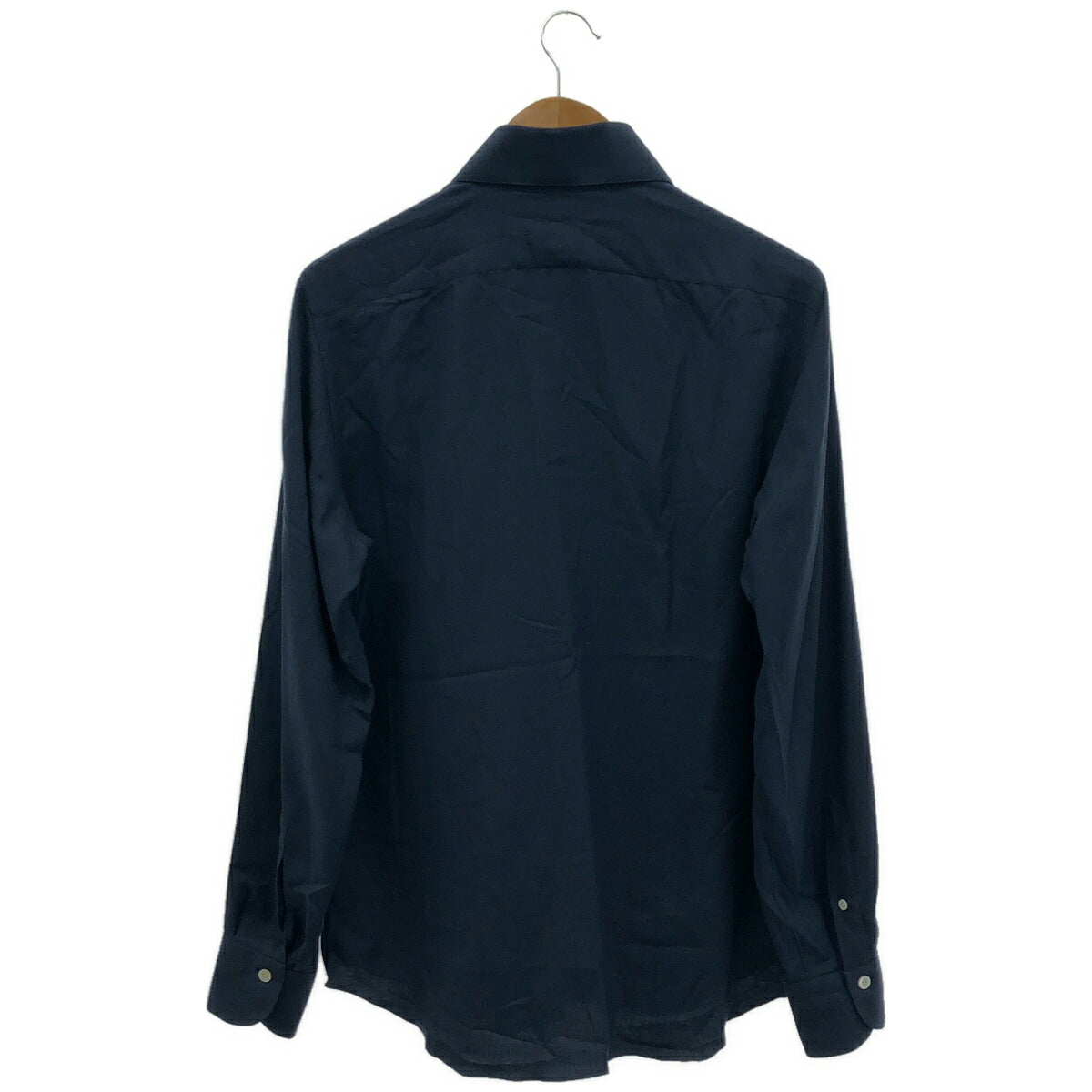 finamore Navy Cashmere Blend Long Sleeve Shirt Size L