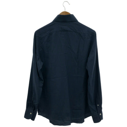 finamore Navy Cashmere Blend Long Sleeve Shirt Size L