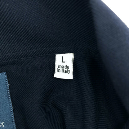 finamore Navy Cashmere Blend Long Sleeve Shirt Size L