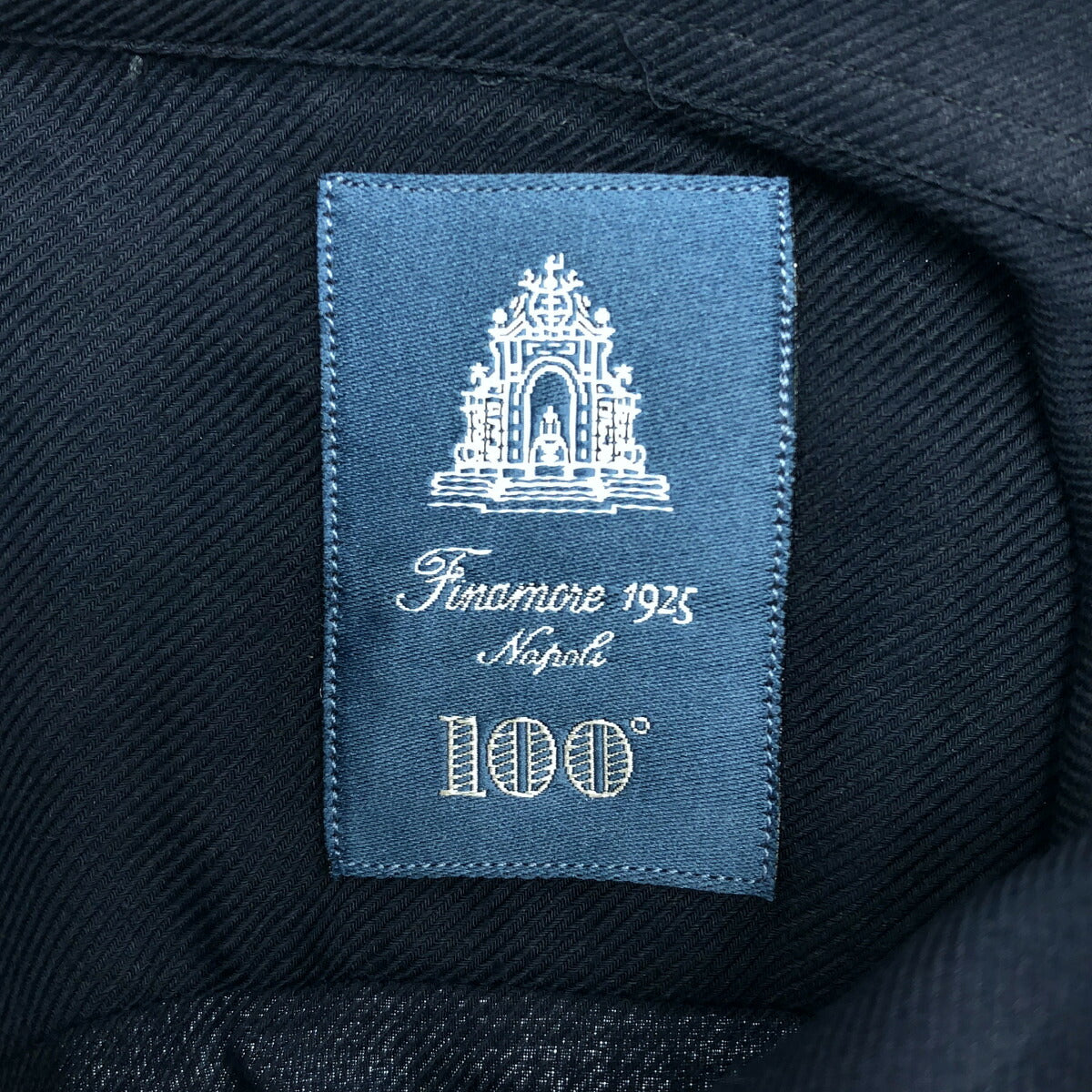 finamore Navy Cashmere Blend Long Sleeve Shirt Size L