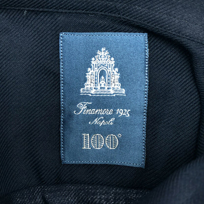 finamore Navy Cashmere Blend Long Sleeve Shirt Size L