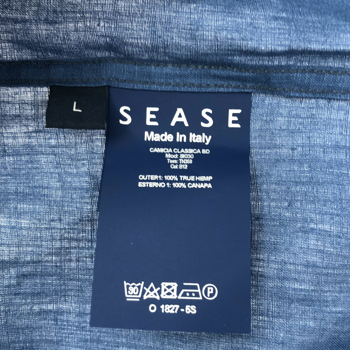 SEASE 26SS Blue Linen Long Sleeve Shirt Size L